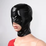 Women Mens Cosplay Face Mask Sexy PU Leather Latex Head Mask Open Eyes Mouth Nose Bondage Balaclava Headgear - Image 4