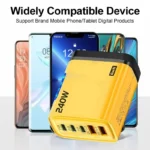 5 in 1 GaN Desktop Charger 240W Fast Charging Adapter For iPhone 17 16 15Pro Samsung 10A USB To Type C Cable 3PD 2USB Charger - Image 4