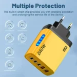 5 in 1 GaN Desktop Charger 240W Fast Charging Adapter For iPhone 17 16 15Pro Samsung 10A USB To Type C Cable 3PD 2USB Charger - Image 5