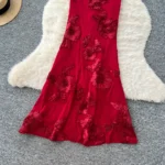 2026 Long Dress Women Sling Dresses Red Gown Vestidos Y2k Streetwear V Neck Sleeveless Floral Elegant Party Night Sexy Evening - Image 4