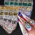 720/1000Pcs Gold/Champagne Nail Diamond Rhinestone Mixed Sized 2-6mm Shiny Flatback Glass Crystal Gems Hot-fix Nail Art Jewelry - Image 3