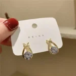 925 Silver Needle Korean Fashion Zircon Geometric Earrings For Women Jewelry 2026 Trending Luxury Crystal Cross Stud Earrings - Image 4