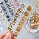 720/1000Pcs Gold/Champagne Nail Diamond Rhinestone Mixed Sized 2-6mm Shiny Flatback Glass Crystal Gems Hot-fix Nail Art Jewelry - Image 5