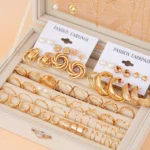 68 Pcs Boho Chic Jewelry Set Vintage Heart Pearl Zircon Butterfly Pendant Earrings Ring Necklace For Women Daily Wear Gifts 2024 - Image 3