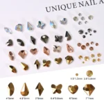 720/1000Pcs Gold/Champagne Nail Diamond Rhinestone Mixed Sized 2-6mm Shiny Flatback Glass Crystal Gems Hot-fix Nail Art Jewelry - Image 6