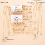 68 Pcs Boho Chic Jewelry Set Vintage Heart Pearl Zircon Butterfly Pendant Earrings Ring Necklace For Women Daily Wear Gifts 2024 - Image 6