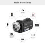 Andoer V12 Digital Video Camera 1080P 30MP HD 16X Zoom Portable Recording Camcorder 3.0 Inch Rotatable LCD Screen Night Vision - Image 2