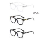 Classic 3Pcs Square Anti Blue Light Glasses For Men And Women Black & Transparent Frame Unisex Computer Wearing Women Glasses - Image 3